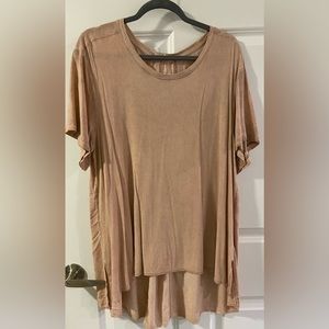 Jane and Delaney Beige Boho High Low Tunic 1X Rayon/cotton